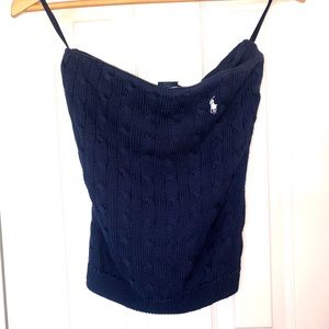 Ralph Lauren Cable Knit Strapless Halter Top